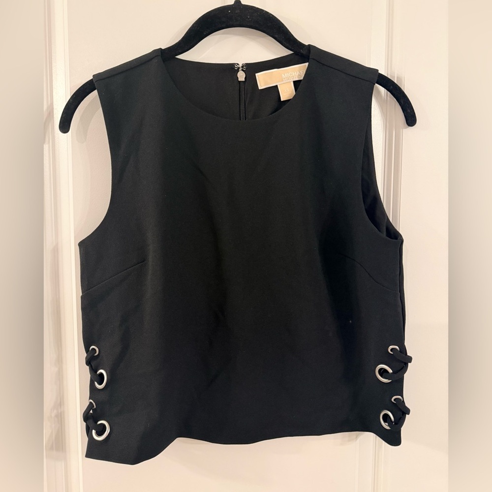 MICHAEL Michael Kors Corporate Goth Blouse with Side Grommets (XS)